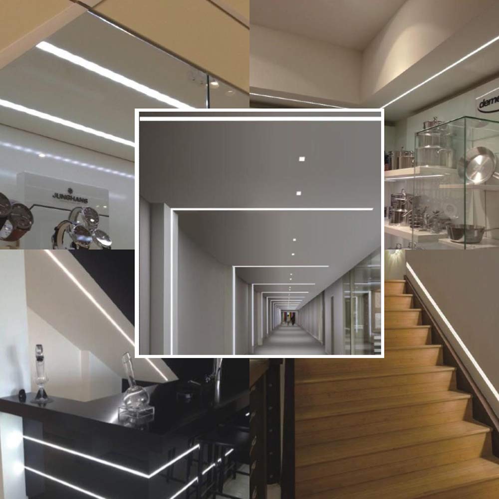 6Pack 6.6Ft (2M/PCS) LED Light Diffuser Aluminum Channel, Trimless Recessed Plaster LED Aluminum