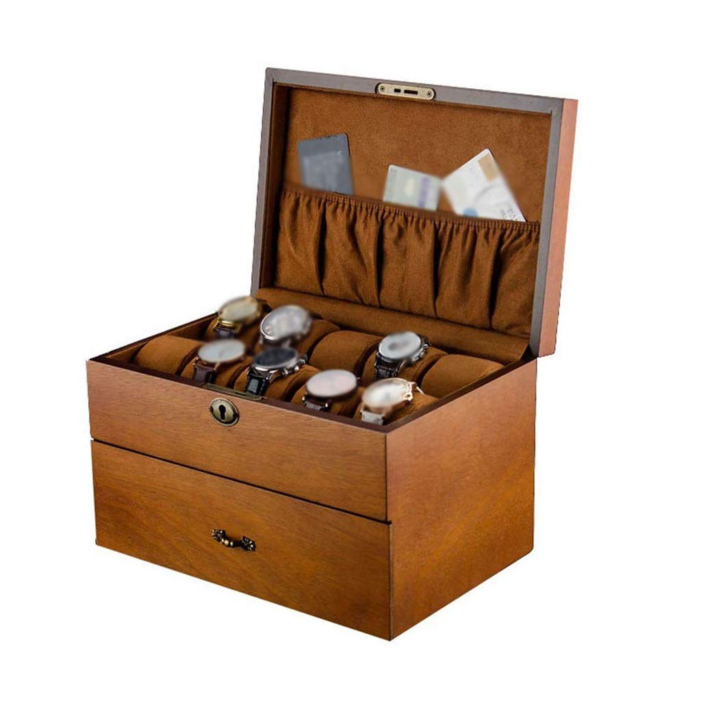 XBTGS Caja de reloj de madera con 20 ranuras para hombre, organizador de relojes para hombres y mujeres, estuche de almacenamiento de joyas,