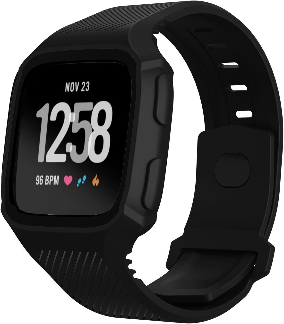 Feuy Fitbit versa bands,Soft TPU Protection Silicone Surrounded Sports Strap Wristband for Fitbit Versa Smart Fitness Watch Accessories Bracelet,Have protective Case cover function Band For Women men.