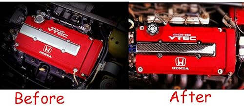 Miniatura 9 de JDM - Cubierta de válvula de motor de fibra de carbono compatible con Honda Civic B16 B18 VTEC Type-R Style