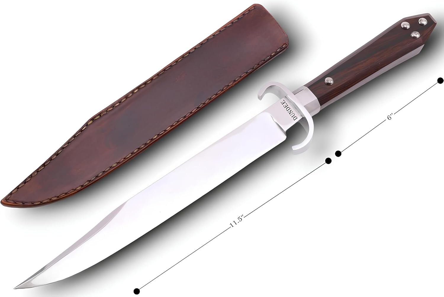 Dundee Hell's Belle Bowie Knife Historical Replica with Leather Sheath 440C Steel Blade & Wenge Wood Handle, HGFR-TYU