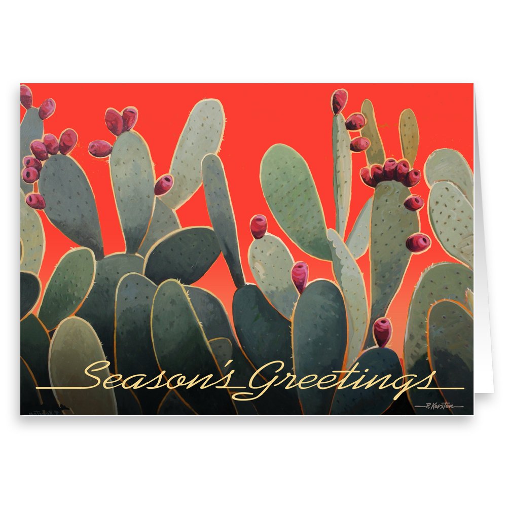 Stonehouse Collection - Cactus Season Greetings- 18 Boxed Western Cards and Envelopes - Prickly Pear Cactus - USA Made(Standard)