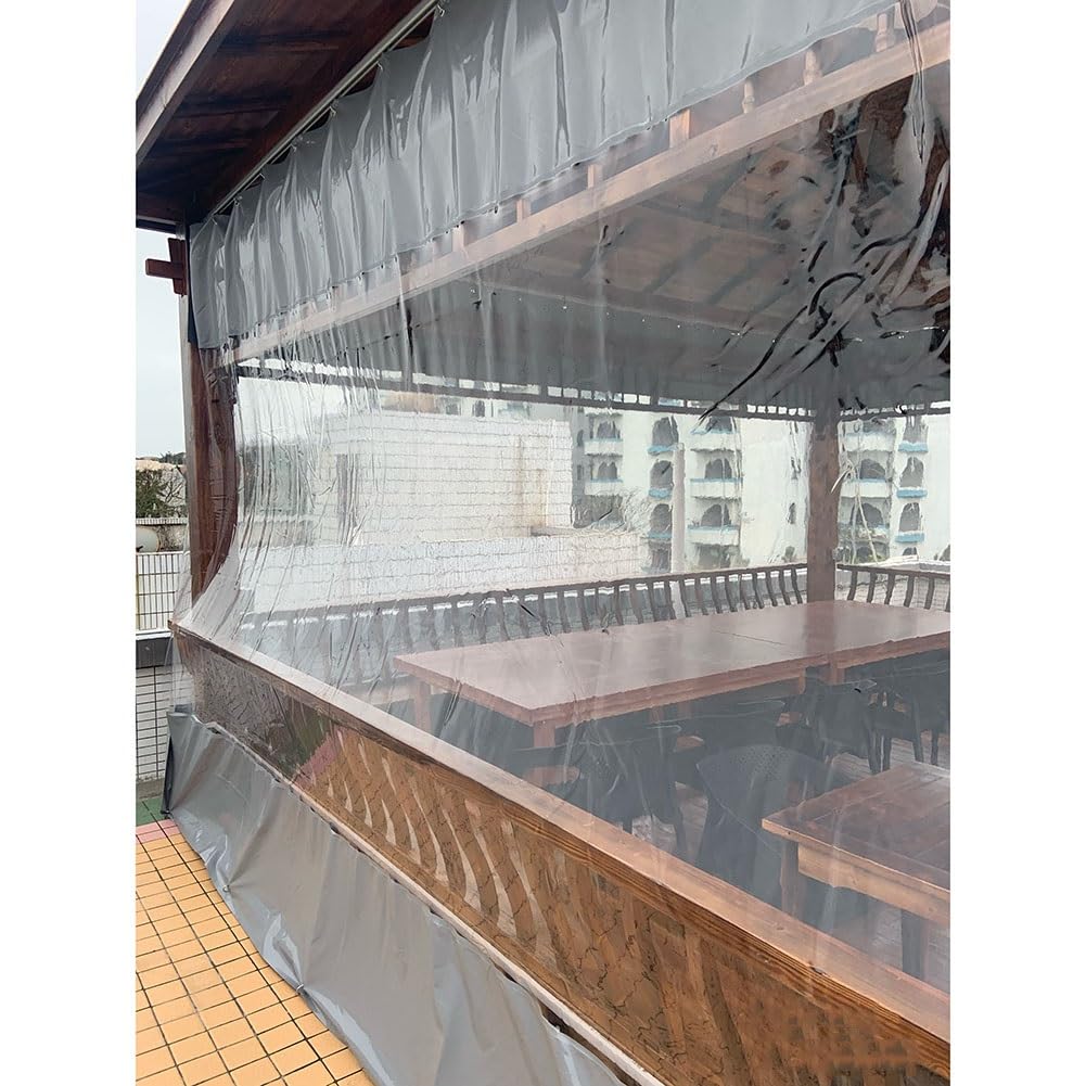 Generisch Wash Bay Gardinen, strapazierfähige, transparente Vinyl-Gardinen für Terrassenüberdachungen, wasserdichte Plane mit Ösen, kältebeständige Plane für Pergola, Veranda, Pavillon, Balkon, 1,2 x