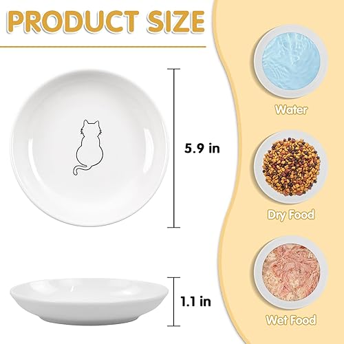 Miniatura 2 de 6 Pack Cat Food Bowl, Ceramic Cat Bowls, Anti Whisker Fatigue Cats Bowl Set,5.5 Inches Shallow Wide Kitten Plates for Food and Water