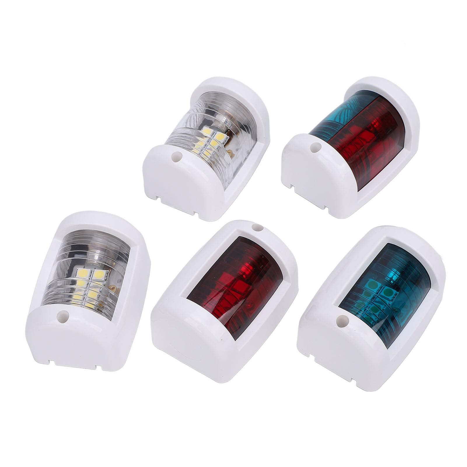 Kit di luci di navigazione a LED 5 pezzi, luci per barche impermeabili IP66 con porto rosso, babordo verde, poppa bianca per imbarcazioni fino a 12 m, set di illuminazione marina i