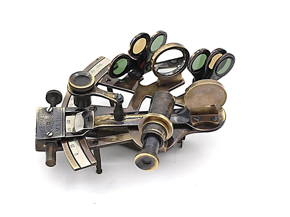 Sara International Roorkee Instruments (INDIA) White Star Line-Solid Brass Sextant-Titanic Memorabilia Burnished Brass Sextant