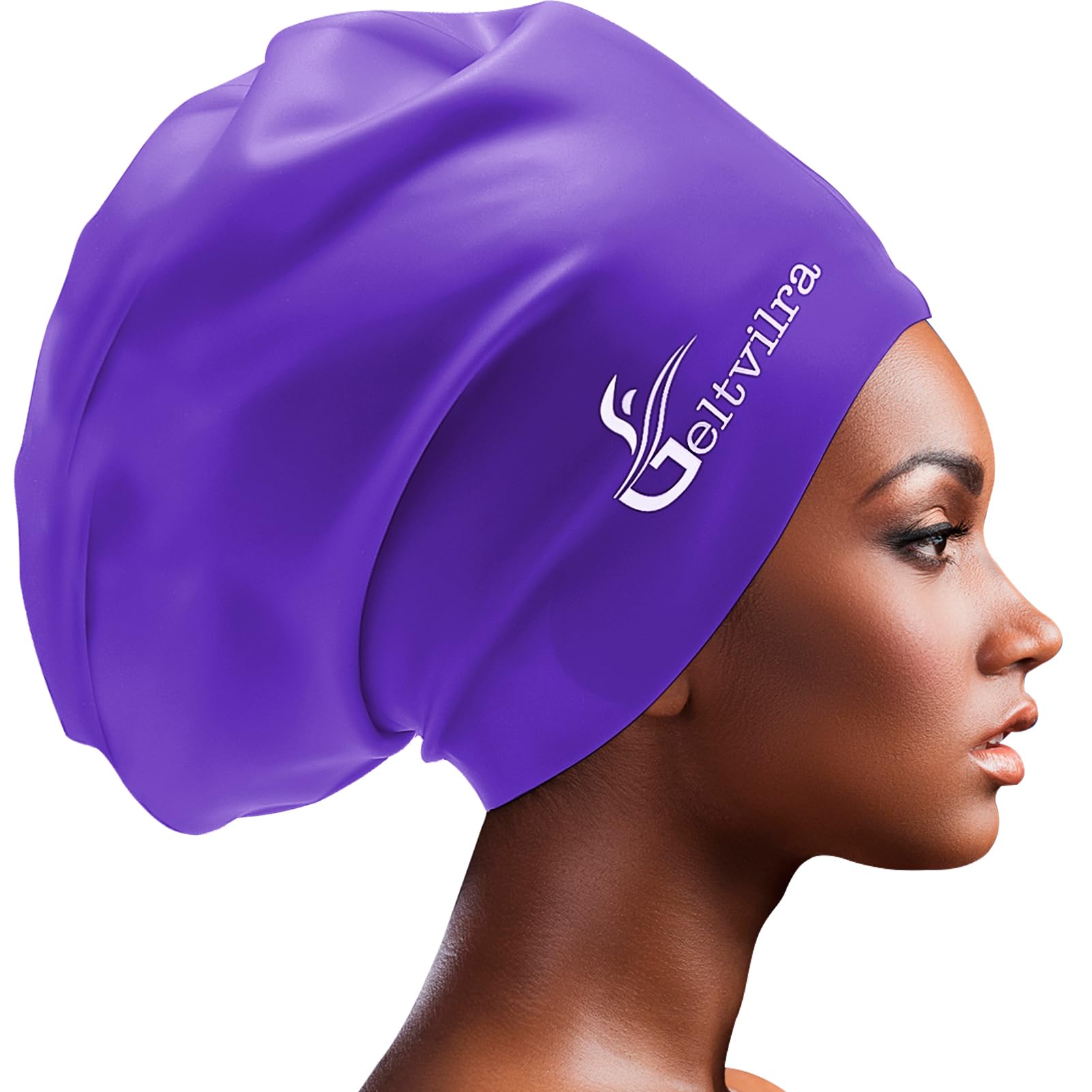 Waterproof Extra Large Silicone Swimming Caps Turban for Black Women Girls Men with Long Hair Braids Dreadlocks to Keep Hair Dry