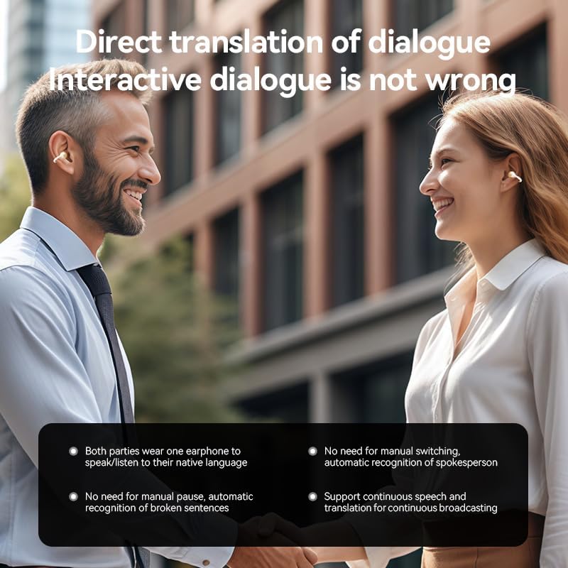 AI Translator Earbuds with 144 Languages Real-Time Translation | Bluetooth Open Ear Headphones 6.0 Open-Ear Clip Design | AI Translator Headphones for Travel & Business