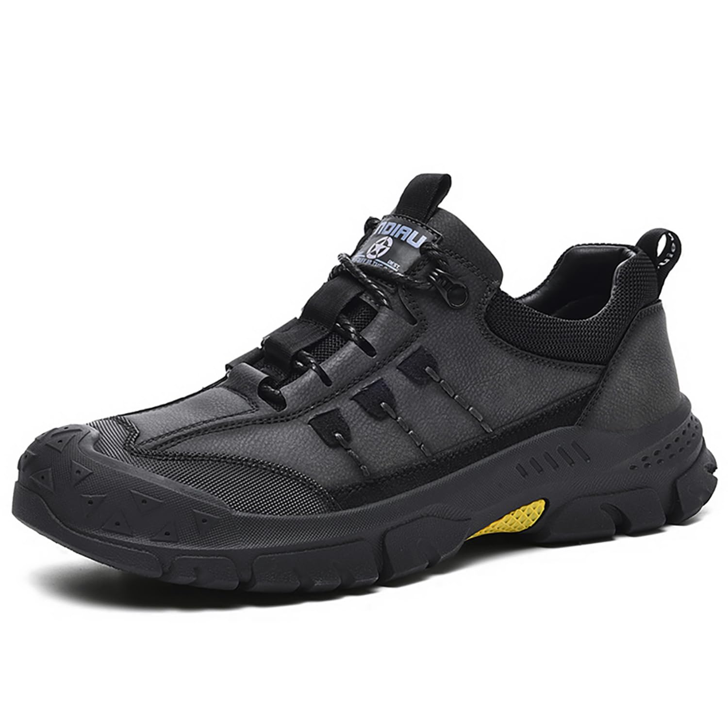 Mecolop Men's Waterproof Hiking Shoes Leather Casual Outdoor Low Walking Trekking Shoes for Men Black 11