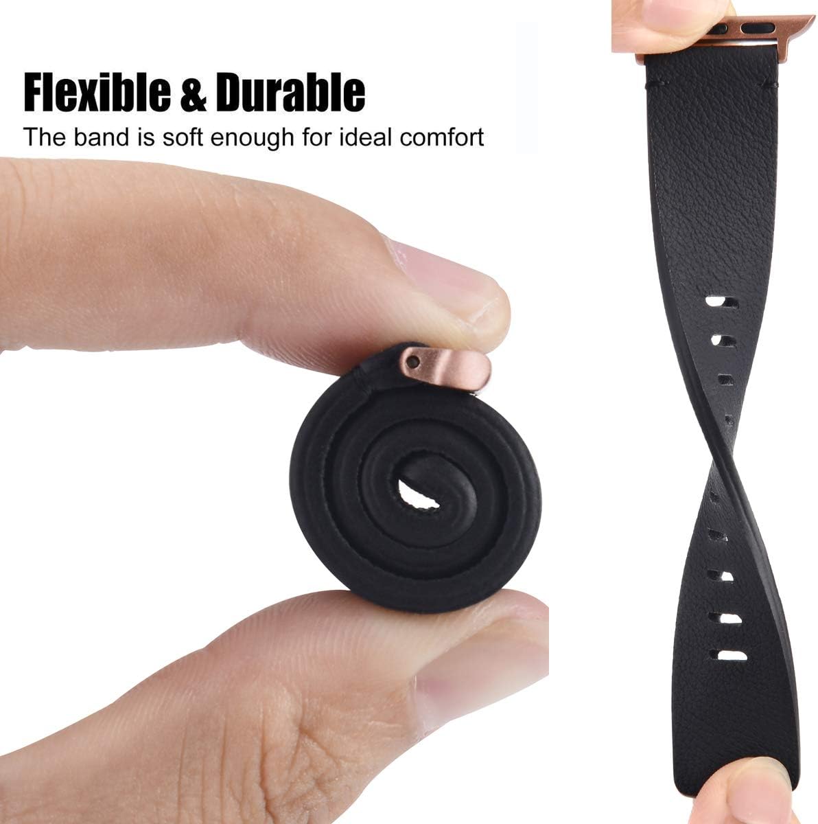 Flаѕh Dеаlѕ - 70% оƒƒ JSGJMY Genuine Leather Band with Case Compatible with Apple Watch 38mm 40mm 42mm 44mm Women Men for iWatch Series 5 4 3 2 1 (Black/Rose Gold, 38mm/40mm S/M)