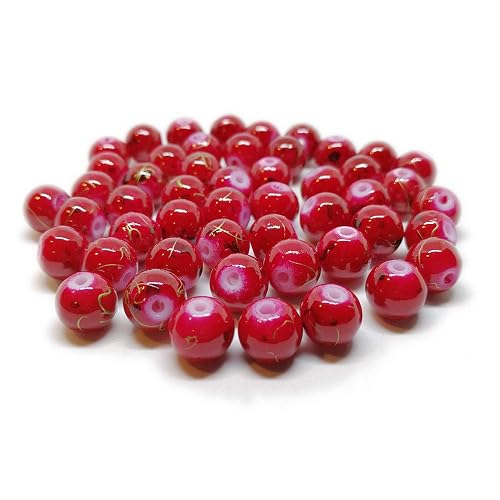 BSI - 50pcs Mix Artistic Designs Lampwork Glass Round Beads