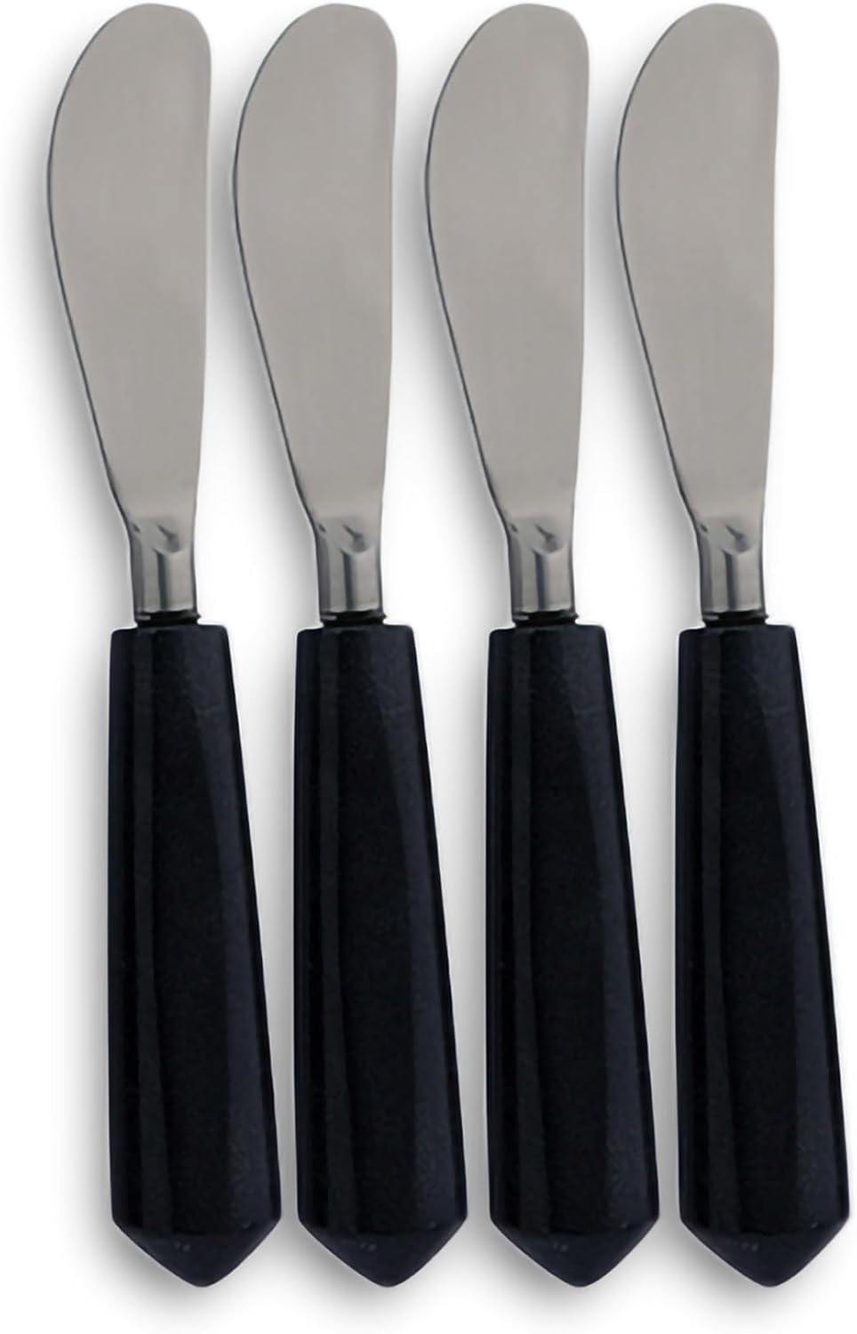 IHI EST. 1986 India Handicrafts 15742 Stone Black Handled 6.75 inch Stainless Steel Kitchen Serving Cheese Spreader Knives Set of 4