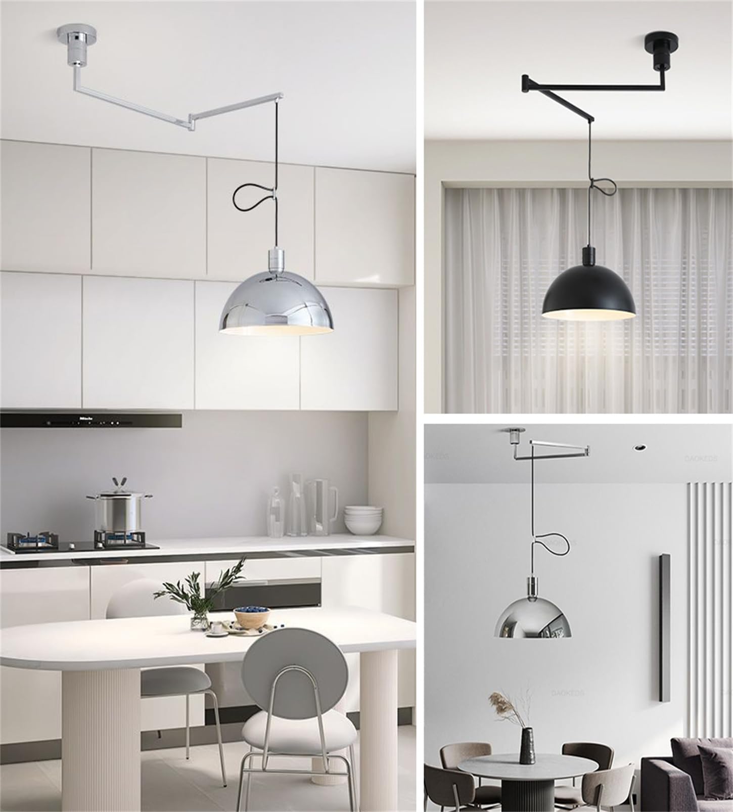 Lampadario a Braccio Oscillante a Sospensione Plafoniera con Braccio Regolabile Lampadario a Sospensione con Braccio Oscillante a 3 Colori Luce da Soffitto Industriale Lampadario a Cupola per Sala da