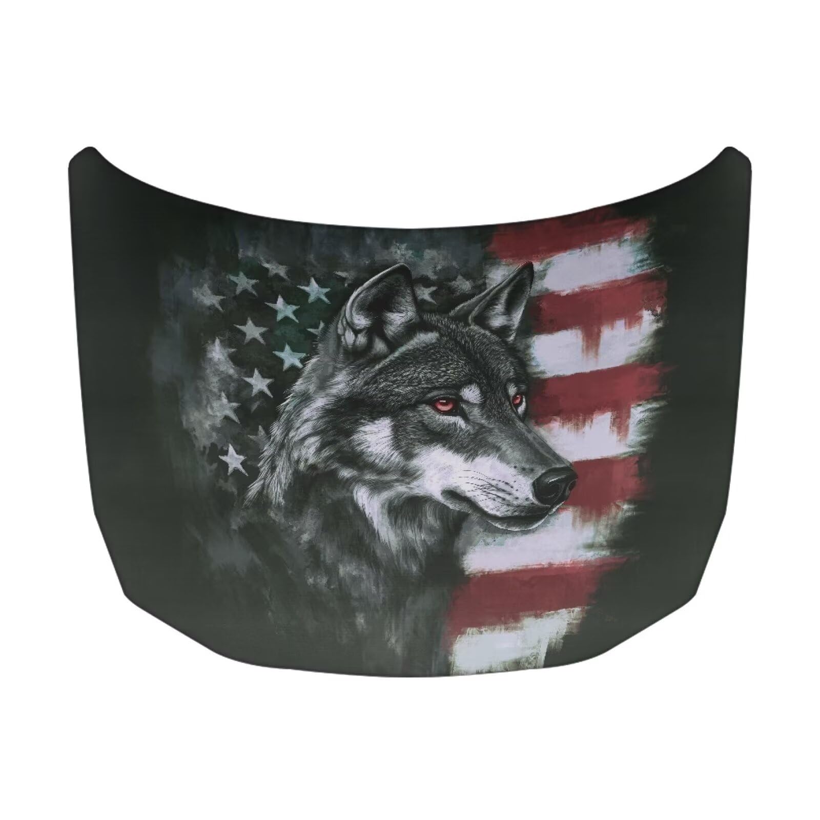 Wolf American Car Hood Cover Polyester Elastic Fabrics Washable Suitable for Large SUV and Pickup Trucks 39×59in
