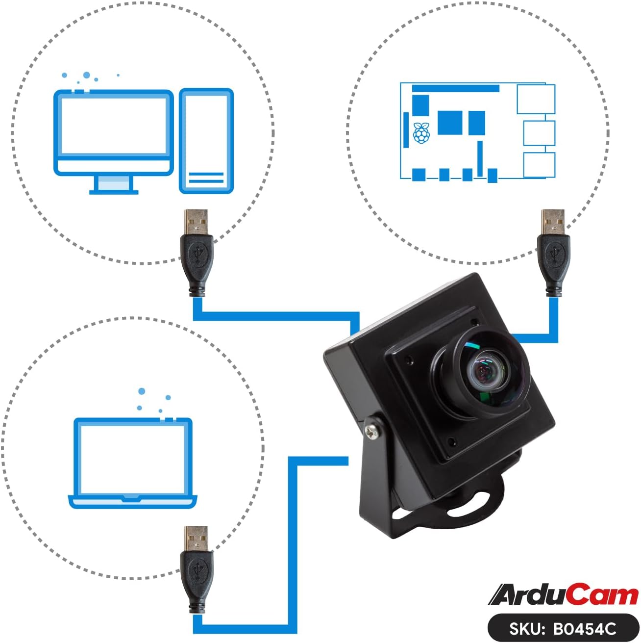 Arducam 2.3MP USB Camera Module, Global Shutter 110°(D) Wide Angle Lightburn Camera, 1080p@90fps High Speed USB 2.0 UVC Webcam for Windows, Linux, Android, and Mac OS