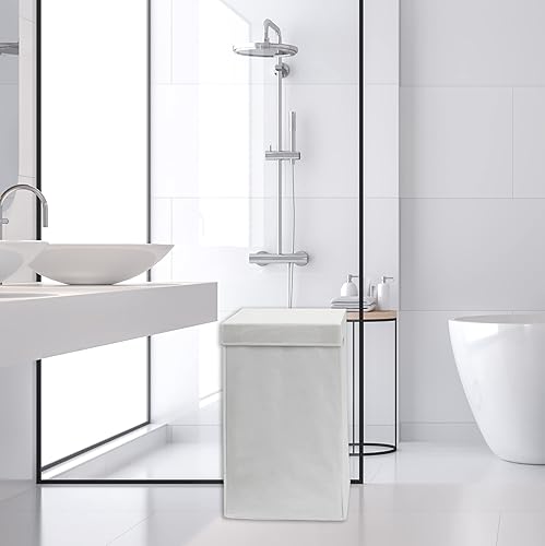 Miniatura 2 de Simple Houseware Cesta plegable para ropa sucia con tapa, color blanco