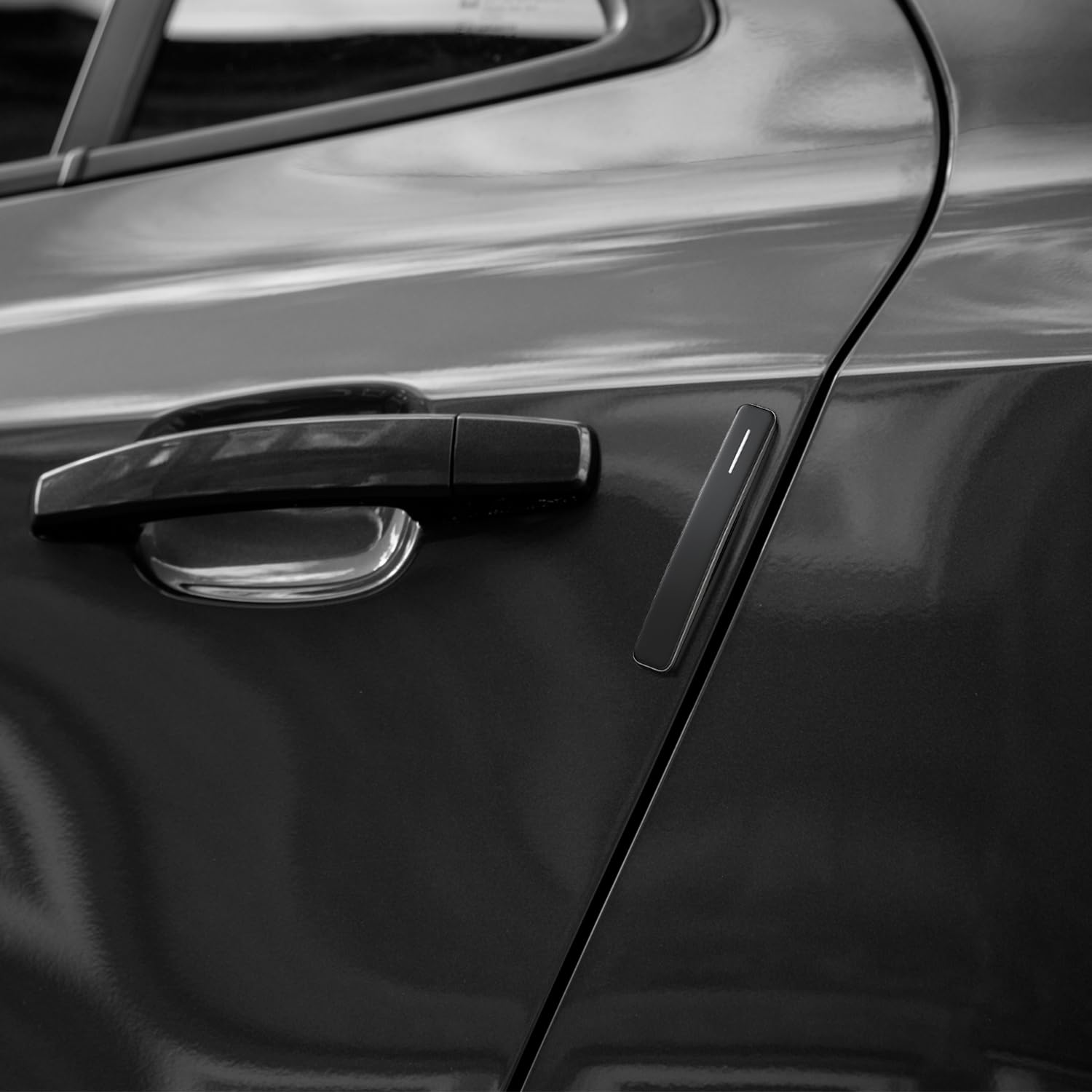 Car Door Protection Vehicle Edge Guard Protector for Safer Parking, Bumps, Scratches, Dings, Universal Fit, Self Adhesive Door Sticker, 4 Piece, Black