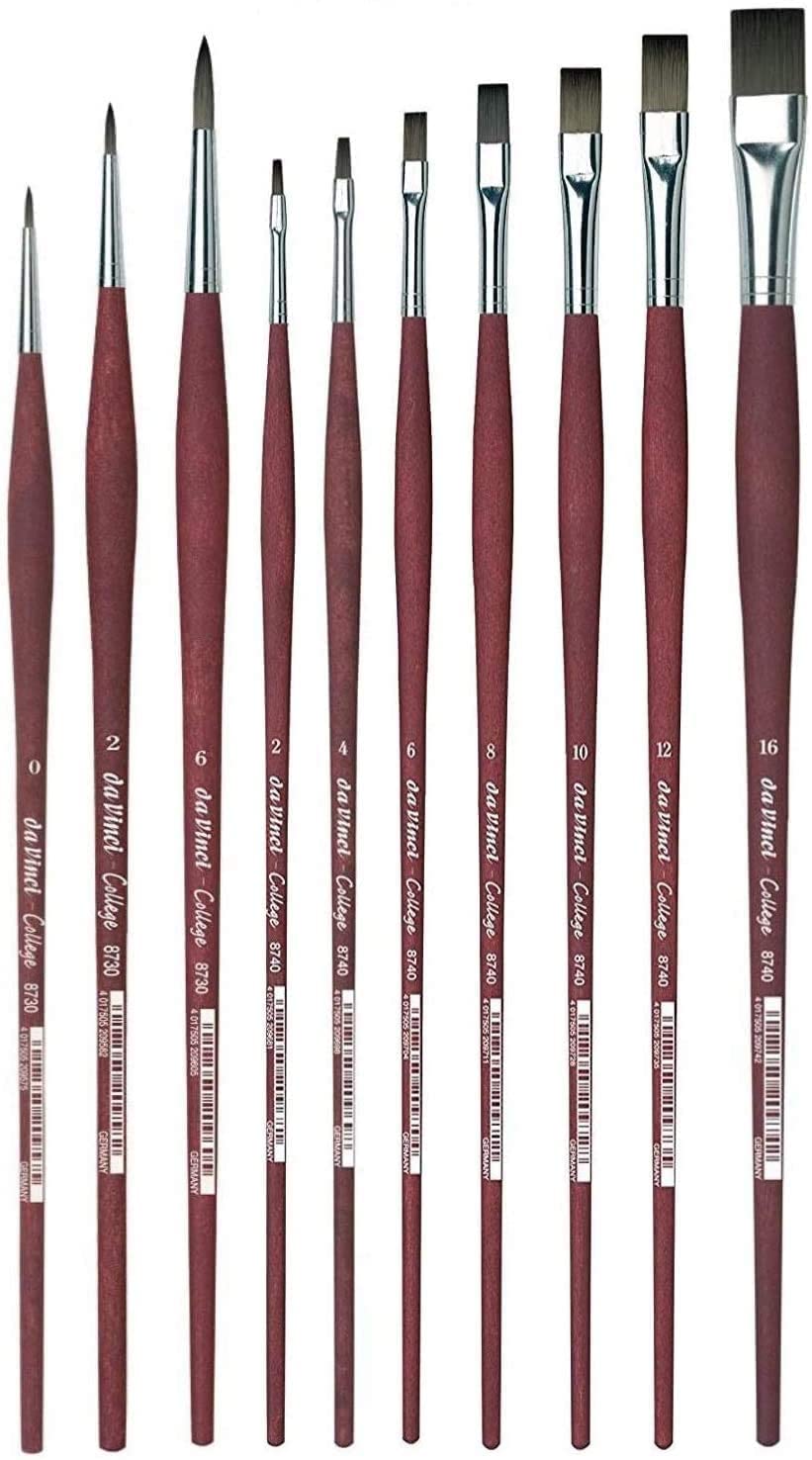 da Vinci College 8740 Synthetic Brushes 2,4,6, 8,10,12,16.e da Vinci College 8730 Pennelli Sintetici, 0,2,6. per Pittura acrilica, a Olio e a Tempera