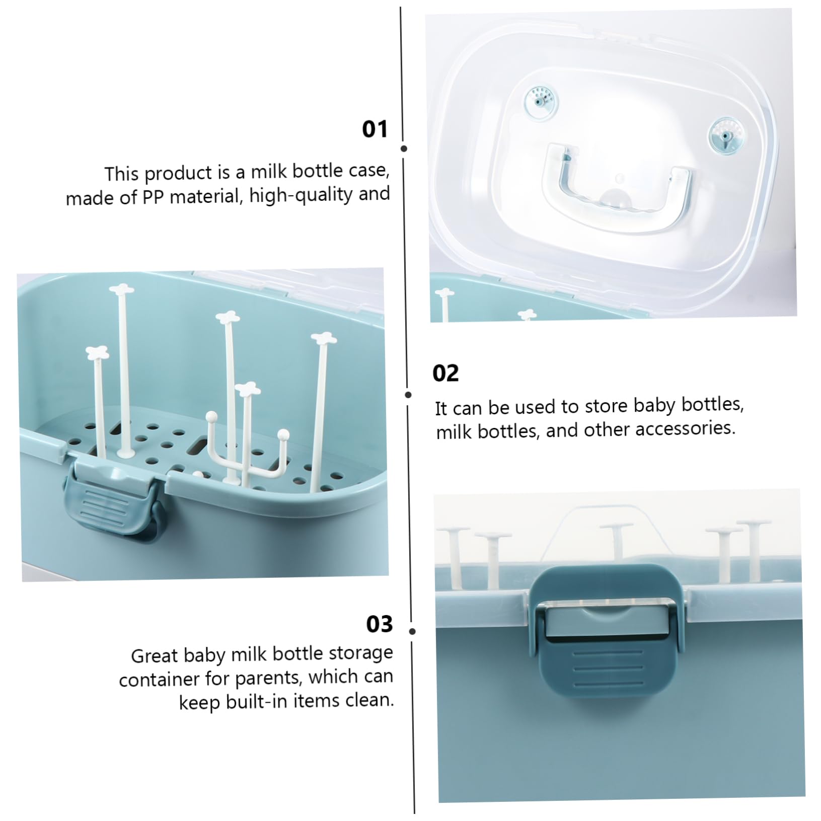 Beaupretty Blaue Pp Aufbewahrungsbox für Babyflaschen, Groß, Tragbar | Schnuller und Stillzubehör, Reisen und Zuhause, Viel Platz für Milchpulverdosen