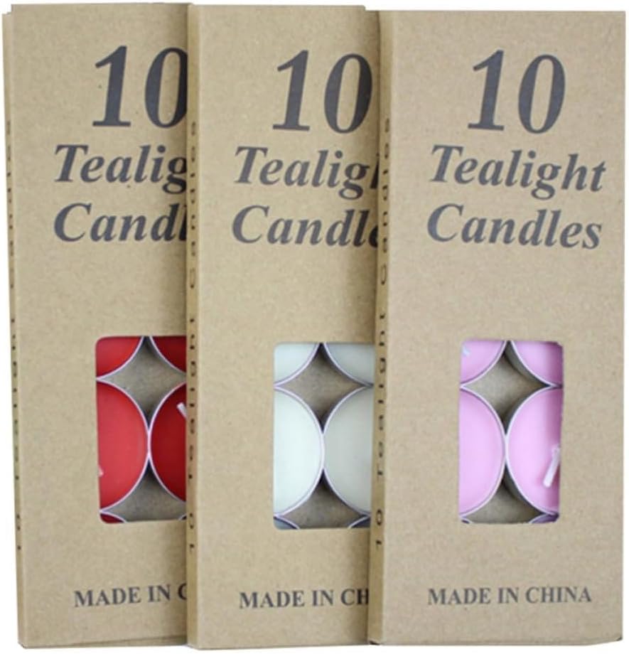 30pcs Unscented Tea Lights 3 Boxes Wax Smokeless Clean Burning Candle