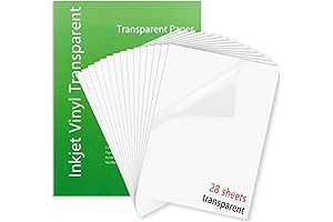 28 Pack Clear Sticker Paper for Inkjet Printer, 8.5x11 Inch Transparent Vinyl Sheets