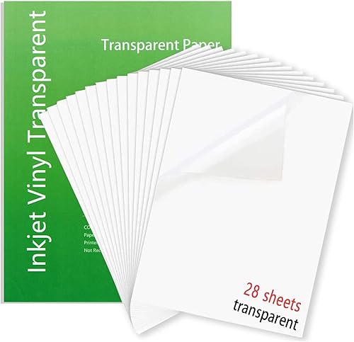 Vista 9 de Papel adhesivo de vinilo imprimible de alta calidad para impresora de inyección de tinta y láser, 100% transparente, 30 hojas autoadhesivas 100%