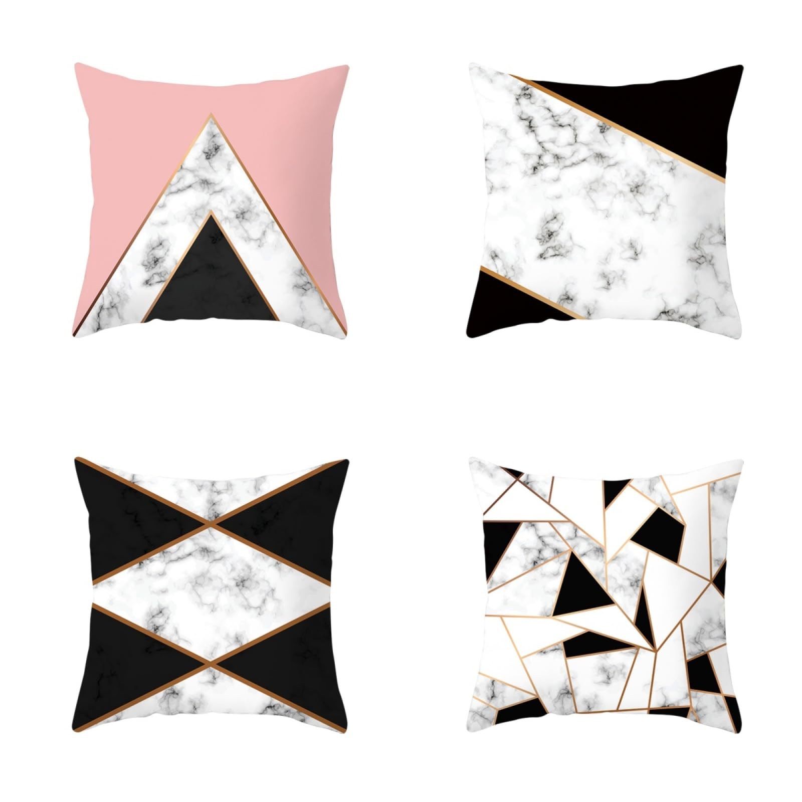 Cushion Covers Pink Brown Golden Pillow Cases 4 Pack Sofa Cushions 40x40cm