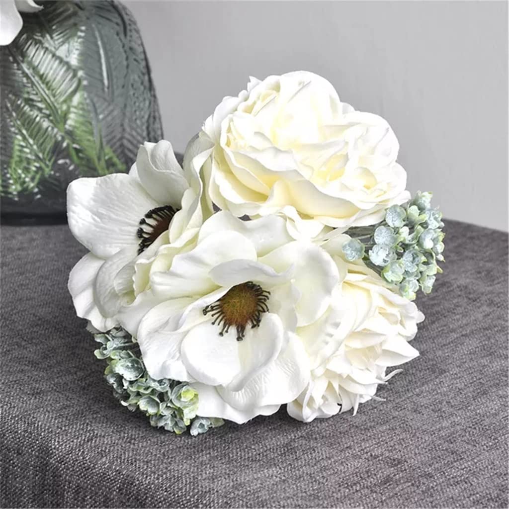 XDLEDMKIZ Peony bouquet anemone wedding bridal bouquet silk artificial flowers scrapbook flores artificiales room decor Interesting