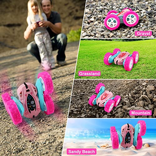 Free To Fly Remote Control Car Stunt Cars: Rc Car Girl Double Sided 360°Flip Rotating 4Wd Race Car Outdoor Indoor Car Toy For 6 7 8 9 10 11 12 Year Old Girls Boys Birthday Gift For Kids Ages 6+ #TOP4