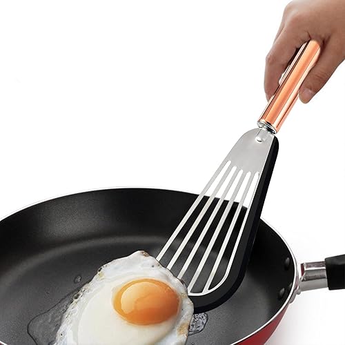 Miniatura 6 de TENTA TENTA KITCHEN Espátula ranurada Espátula flexible de acero inoxidable con parte superior de silicona, espátula ranurada de borde suave con