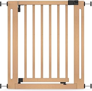 Safetots Wooden Elegance Safety Gate, Natural, 71cm - 79cm, Pressure Fit, Baby Gate for Stairs, Hallways and Doors, Stylish Design and Easy Installation