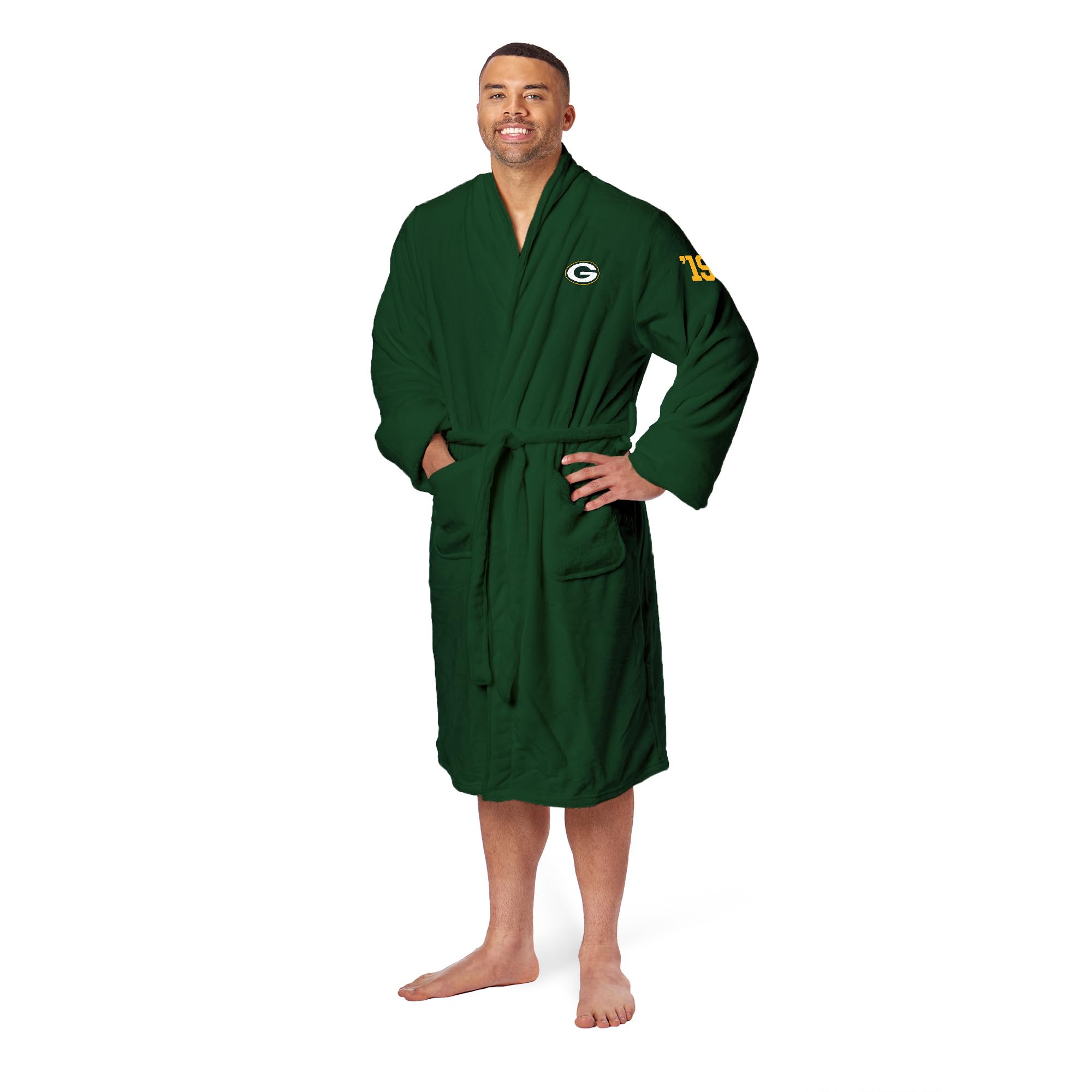 NORTHWEST The Company Offizieller NFL Green Bay Packers S/M Silk Touch Bademantel mit Nummer, Dunkelgrün, 63,5 x 119,4 cm, Dunkelgrün, Small-Medium
