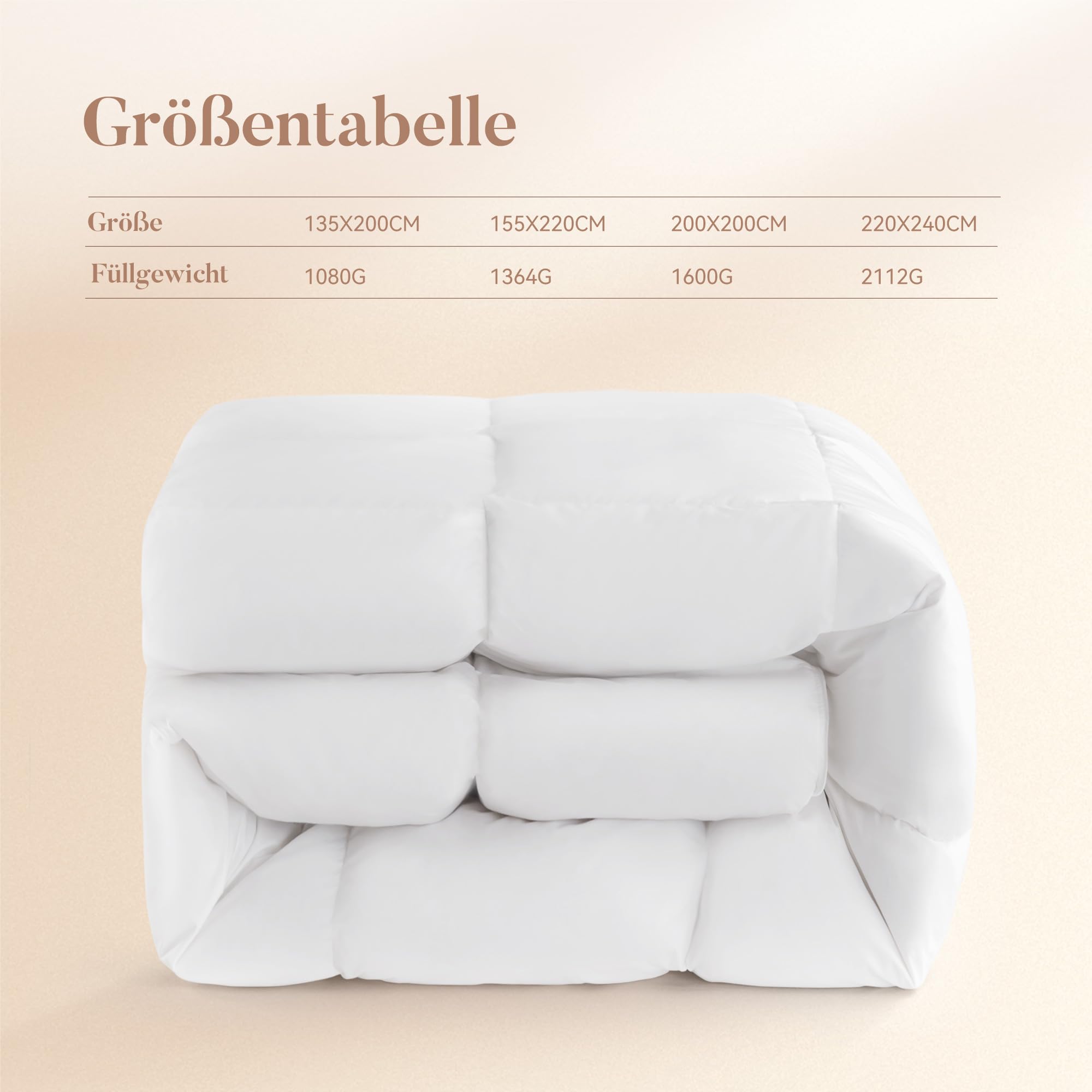 Sophia & William Bettdecke, 4 Jahreszeiten Bettdecken 200x200 cm für Allergiker, Oeko-TEX Zertifizierte Steppdecke, Ganzjahres Federbett Daunendecke mit 80% Federn & 20% Daunen
