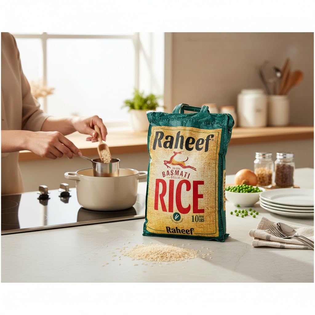 Extra Long Grain Basmati Rice 10 lb – Premium Aged Sella in Husk for Nutrition, Fluffy Texture, Fragrant Aroma, Non-Sticky White Rice
