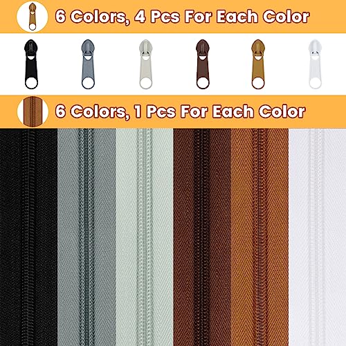 DOITEM Cerniere In Nylon Senza Fine - 5 Colori Vivaci Per Cucito Fai Da Te, Con Tiretto Metallico