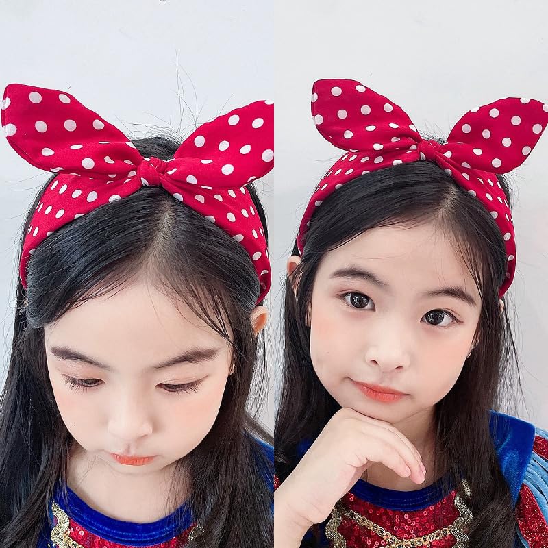 1 Diadema De Lazo Rojo Para El Día De San Valentín Para Mujeres Y Niñas, Lindos Lunares Blancos Simples, Diademas De Lazo Para El Cabello, Banda Para El Cabello Con Lazo