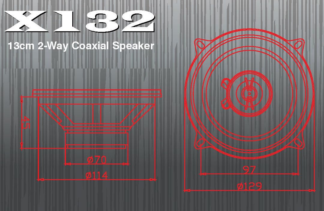 Excalibur X 132 set altoparlanti 2 pezzi, 50 W RMS, woofer da 13 cm (130 mm), suono stereo chiaro, design compatto, bassi potenti, ideale per musica e film