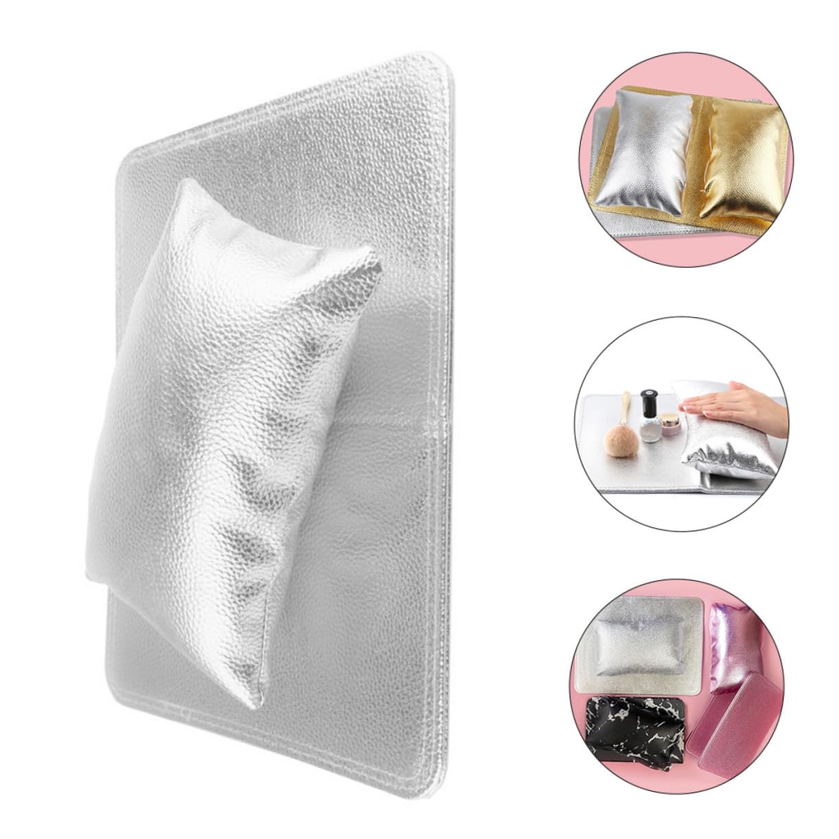 Portable Manicure Nail Armrest Cushion Set PU Hand Pillow Sweatproof Soft Hand Rest for Nails Salon and DIY Use Protects Table From Dust and Polish Stains