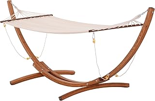 Outsunny 10' Wood Outdoor Hammock, Hammock with Stand Rainbow Bed, Heavy Duty Roman Arc Hammock for Single Person for Pati...