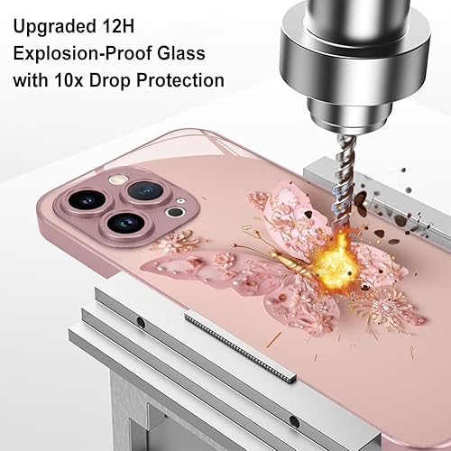 Miniatura 4 de AIGOMARA Funda para iPhone 13 Pro Max de 6.7 pulgadas, bonita mariposa chapada en purpurina con protección de la cámara, a prueba de golpes,