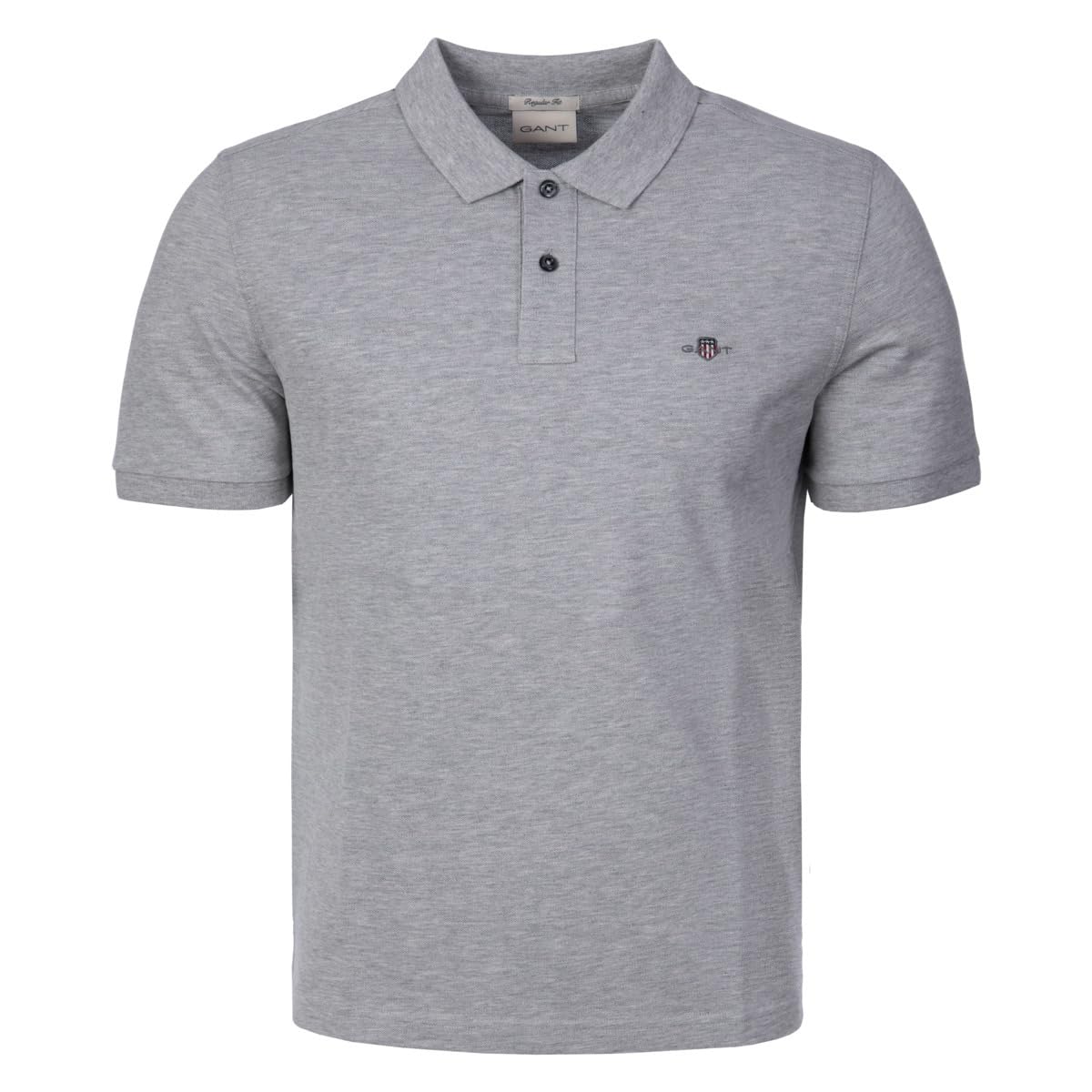 GANT Men's Reg Shield SS Pique Polo Shirt, Grey Melange, 3XL