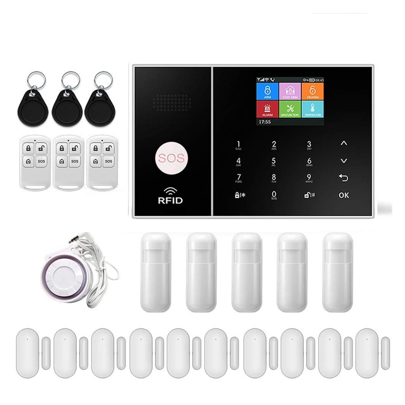 Bezprzewodowy System Alarmowy WIFI GSM/2G Z Czujnikiem Ruchu Aplikacja TUYA Smart Life Kompletny System Alarmowy(PG108-2G-F)