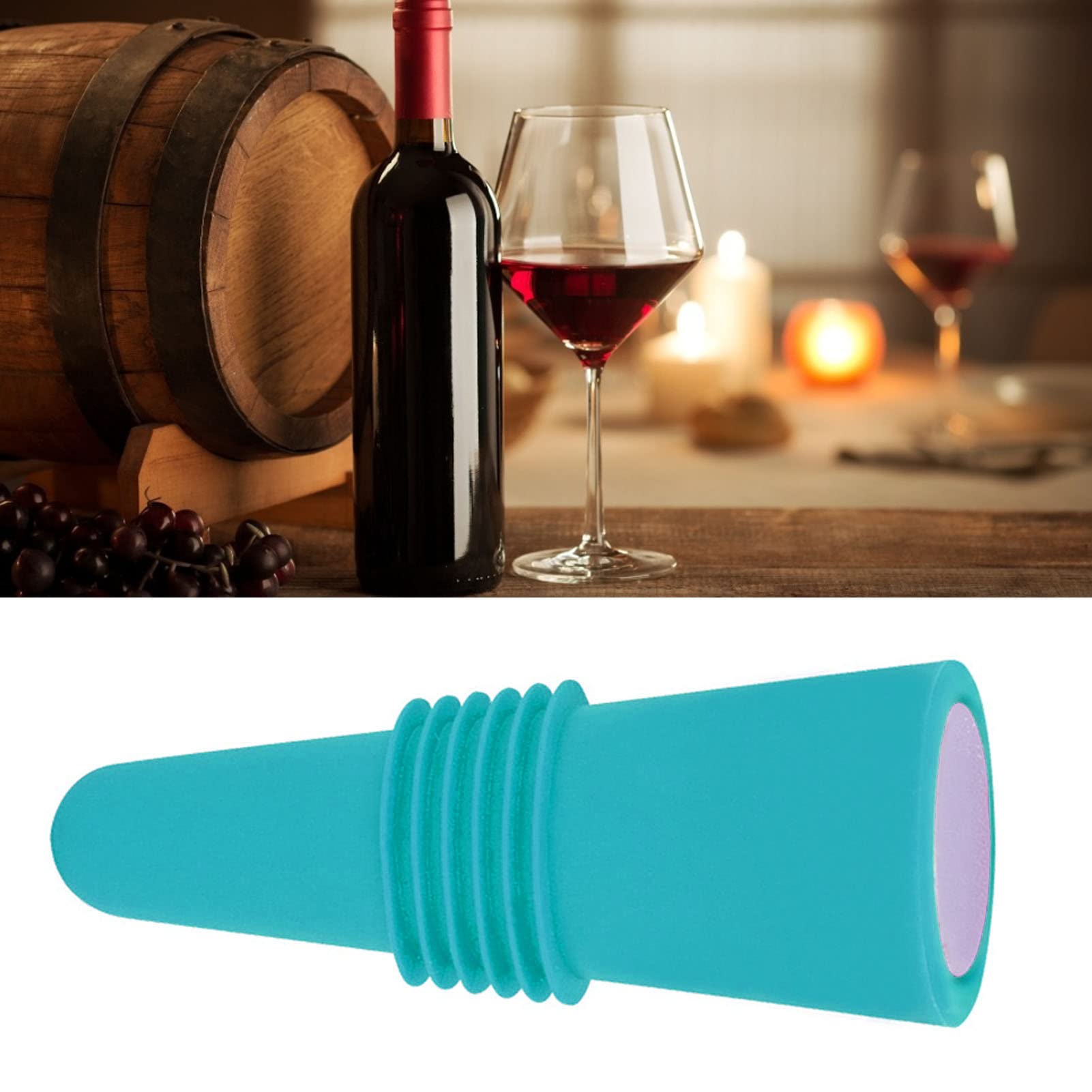 Set 8 Tappi Per Bottiglie Di Vino In Silicone E Acciaio Inox – 4 Colori (Blu, Arancio, Viola, Nero), Riutilizzabili - 2