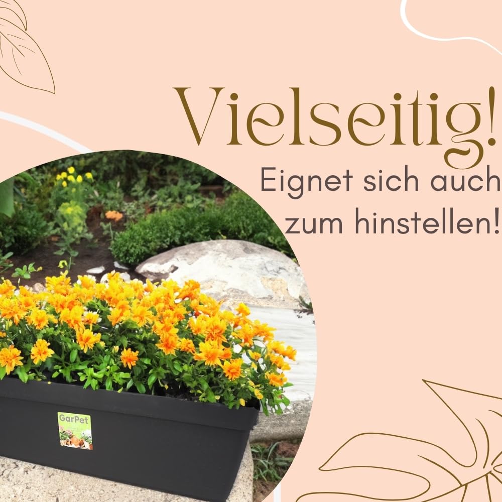 GarPet 4er Set Blumenkasten Balkongeländer Balkon Blumenkasten Balkonkasten mit Halterung Balkonkasten Geländerkästen mit Wasserspeicher 50 cm