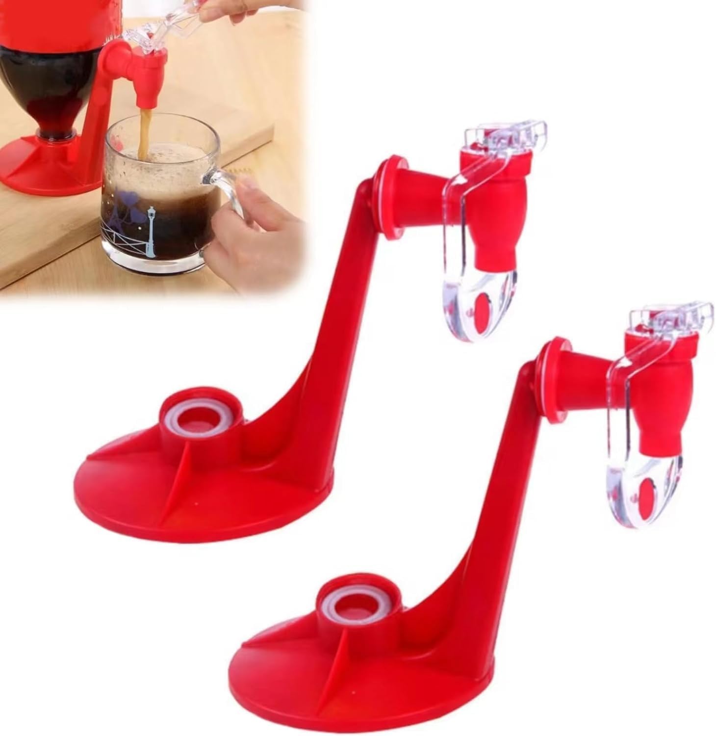 Namvo 2-Liter-Getränkespender, Cola-Soda-Getränkespender, Flasche auf dem Kopf stehend, Trinkbrunnen, Wasserspender für Partys, Hausbar