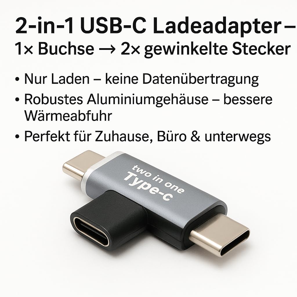 System-S USB 3.1 Y adapter typ C gniazdo na 2 x wtyczka kątowa kabel w kolorze szarym