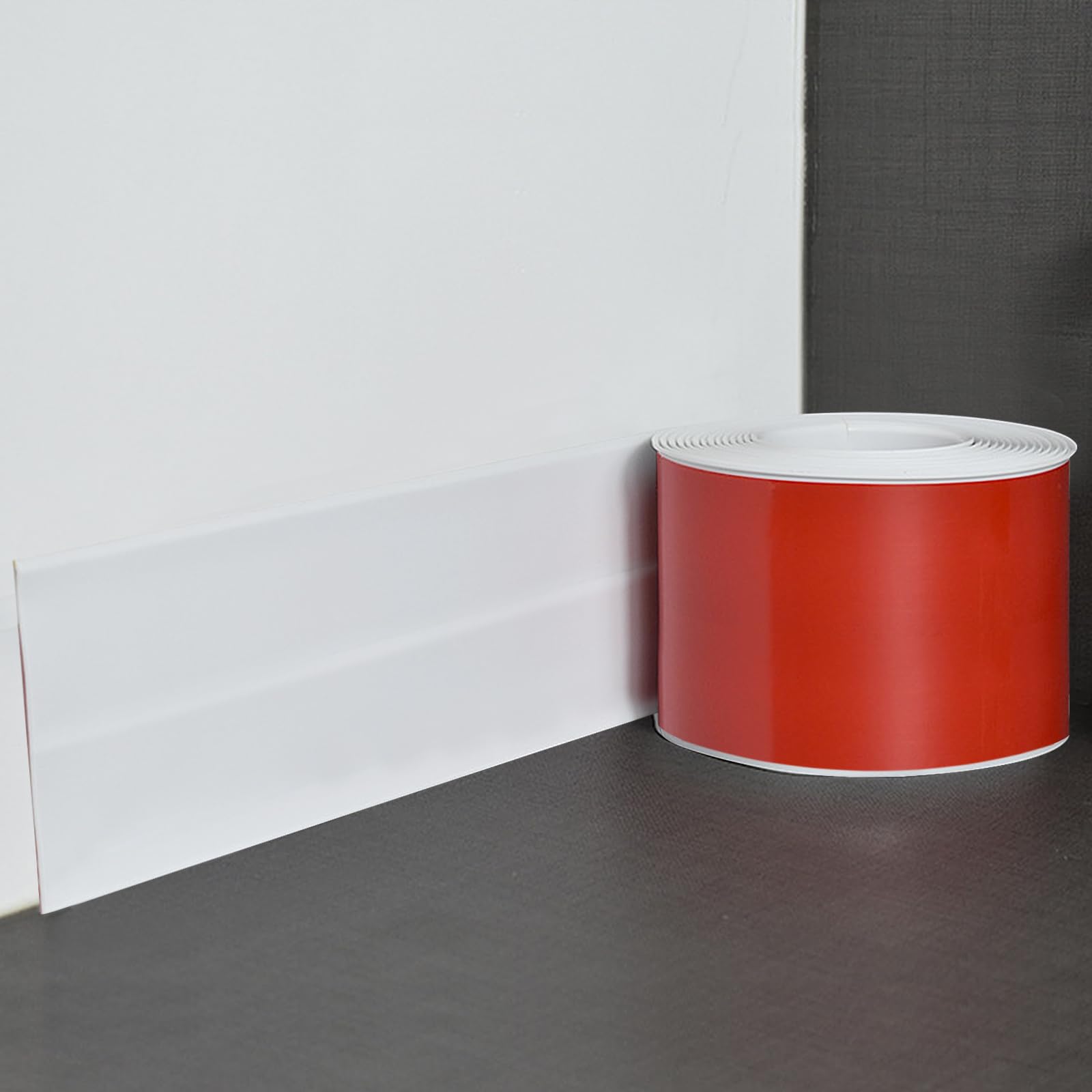 PVC skirting Board, Soft skirting Board, self-Adhesive Finishing Strip, Joint Sealing Tape, Flexible Folding Strip, can be Cut to Size, Waterproof skirting Board for Kitchen and Bathroom (White-12m)