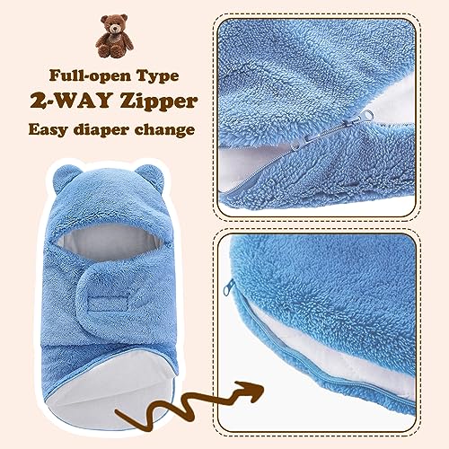 Image of AiWMGL Baby Swaddle Blanket Boys Girls 3-6 Months Fleece Thicken Winter Warm Adjustable Newborn Swaddling Wrap Soft Sleeping Sacks Infant