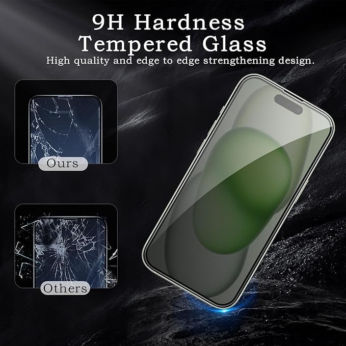 Image of [ 2+2 Pack Privacy Screen Protecor for iPhone 15 Plus Anti-Spy Shatterproof Tempered Glass with Camera Lens Tempered Glass 9H Hardness Bubble Free Anti-Glare Case Friendly