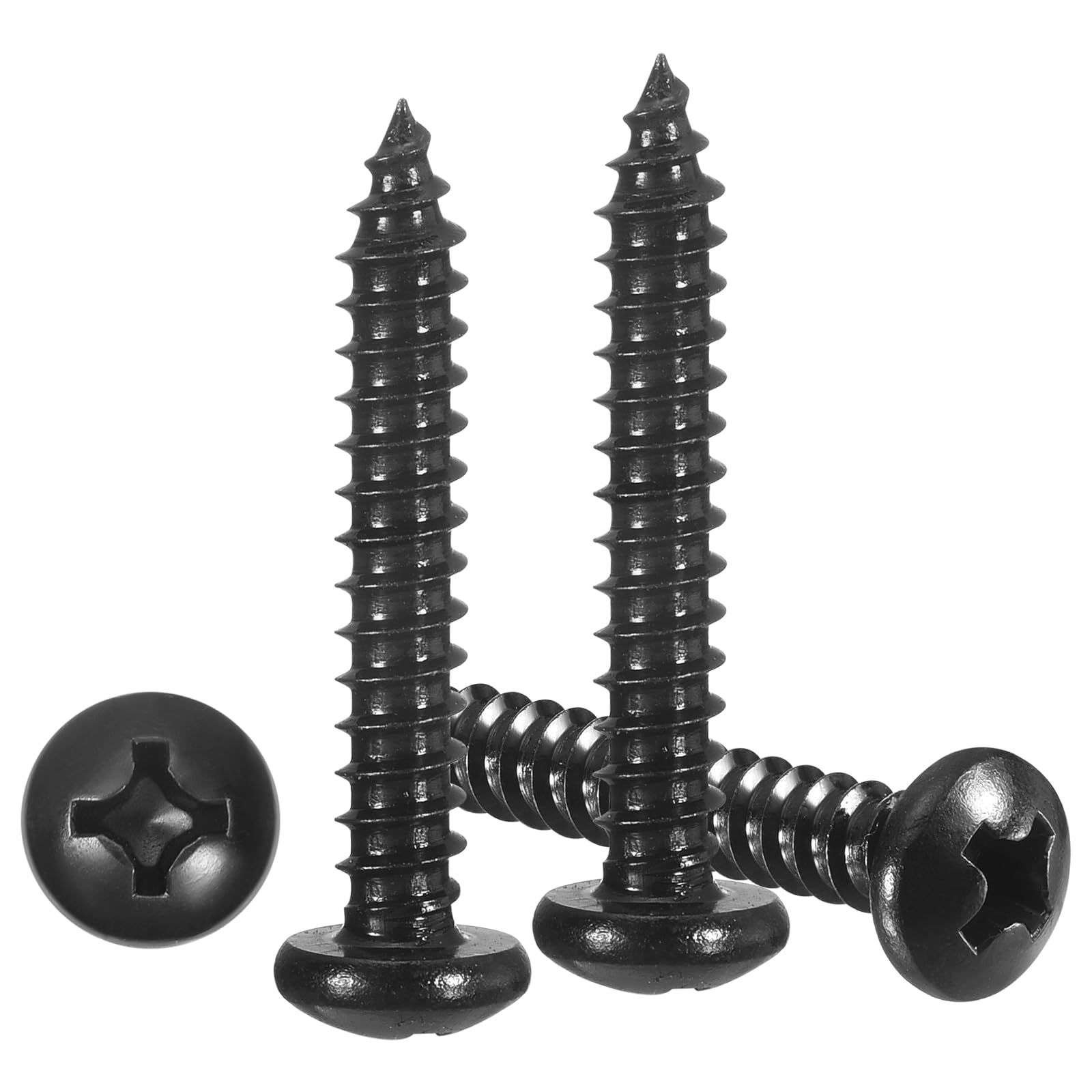 METALLIXITY Phillips Pan Head Self Tapping Screws(#7x1") 100Pcs, 304 Stainless Steel Self Drilling Screw for Metal Wood Plastic, for Cabinet Wall Shutter Plate Rock Furniture, Black โ image 1